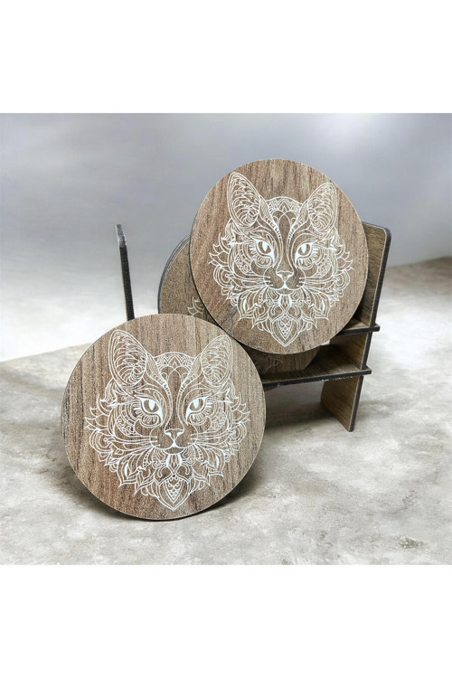 6 Lı Mdf Bardak Altlığı Dekoratif ECCECA1036