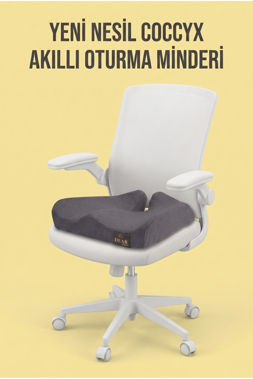 Ortopedik Yeni Nesil Coccyx Minder Füme Kadife Kuyruk Sokumu İçin Yüksek Yoğunluklu Visco Posture Oturma Minderi 47X41X12 Cm Dvm-22F