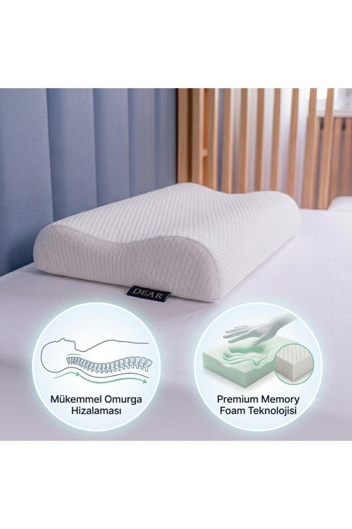 Çift Kavisli Visco Yüksek Yastık Boyun Rahatsızlığı İçin Ortopedik Memory Foam Özellikli Rahat Yastık 54*40*12/9 Cm
