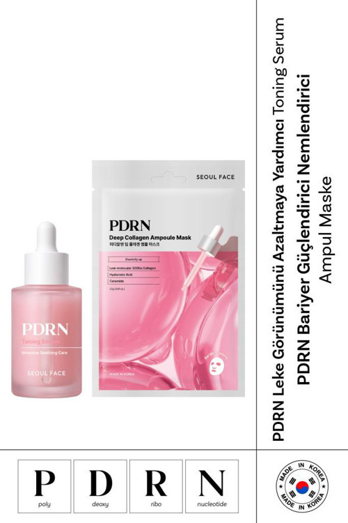 Yaşlanma Karşıtı Leke Karşıtı Nemlendirici PDRN Toning Serum 30 ml ve PDRN Ampul Maske 23 gr