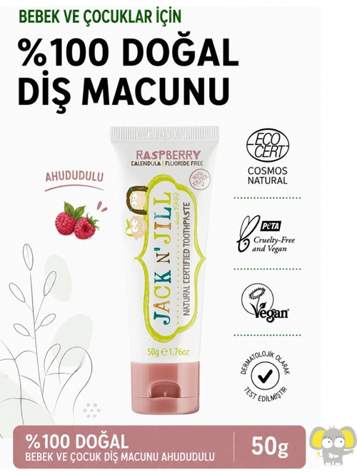 Jack N' Jill Doğal Diş Macunu 50 gr Ahududu Aromalı Hassas Diş Etleri İçin Florürsüz