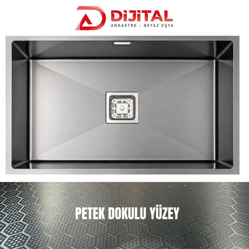 NEO 70 40x70 Antrasit Petek Dokulu Çelik Mutfak Eviyesi 304 Paslanmaz Çelik 1mm