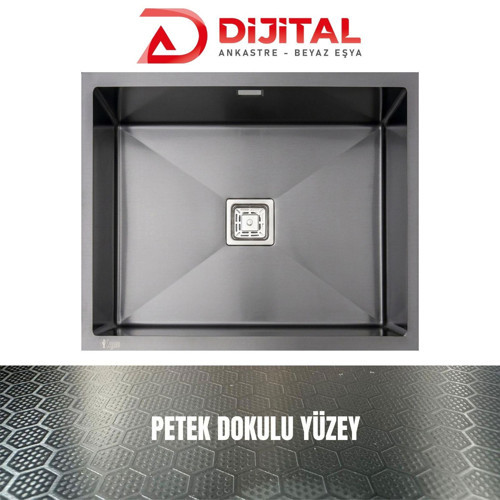 NEO 50 40x50 Antrasit Petek Dokulu Çelik Mutfak Eviyesi 304 Paslanmaz Çelik 1mm