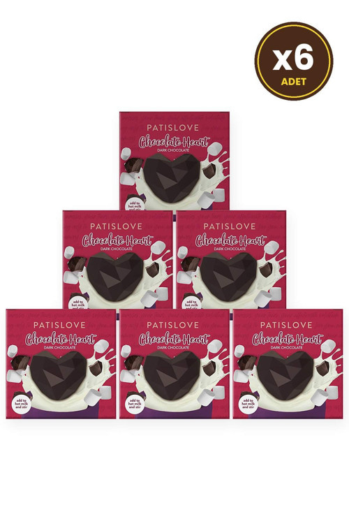 Patislove Heart Chocolate Bomb – Marshmallow Dolgulu Kalp Sıcak Çikolata, 35G X 6 Adet