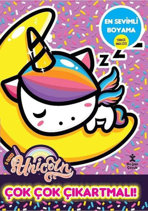 I Love Unicorn - En Sevimli Boyama - Çok Çok Çıkartmalı!