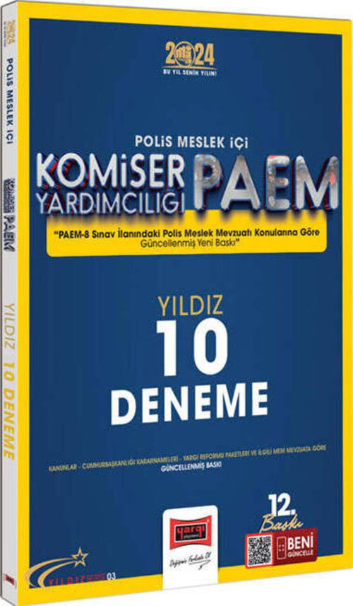 2024 Polis Meslek İçi PAEM Komiser Yardımcılığı Yıldız Serisi Yıldız 10 Deneme