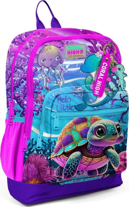 Kids Pembe Mor Kaplumbağa Desenli Okul Sırt Çantası 23756
