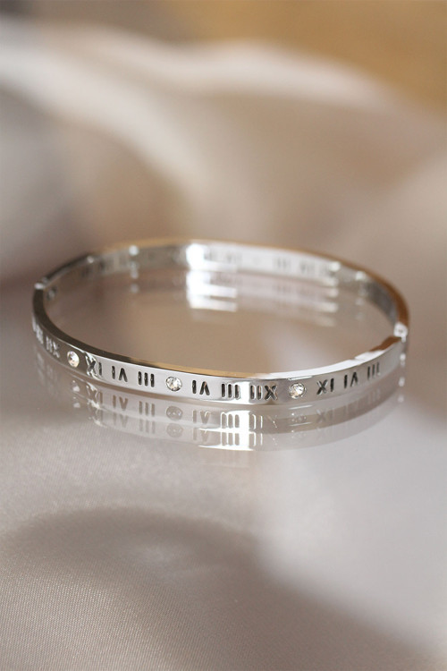 316L Çelik Roma Rakamlı Silver Renk Cartier Bilezik - EBJ240629W24996