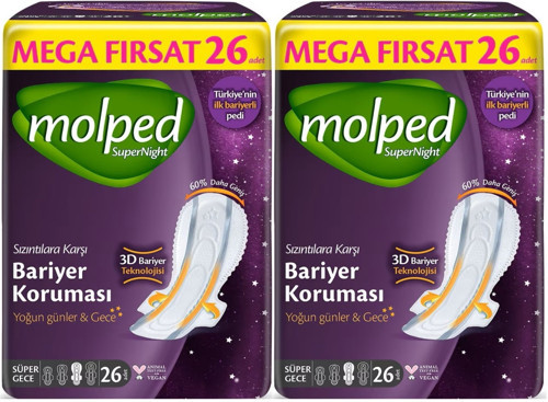 Süper Night Hijyenik Ped Süper Gece 52 Adet Mega Fırsat Pk