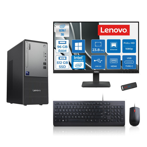 Thinkcentre Neo 50T Gen 6 Intel Core Ultra 7 265 Upto 5,3ghz 96GB Ddr5 512GB SSD Intel® UHD Graphics 770 WIN11HOME +23.8"fhd Mon. Masaüstü Bilgisayar 2413BD007WTRH32+ZETTAUSBBELLEK