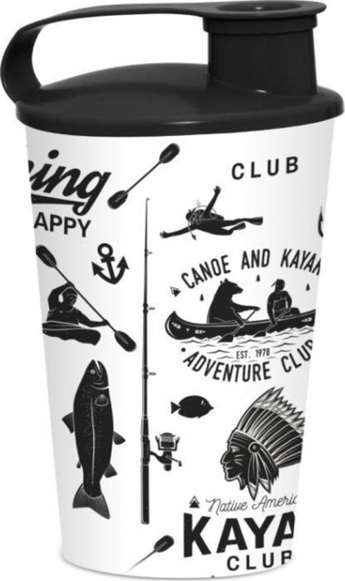 340 cc Desenli Kapaklı Bardak-Kayak Club