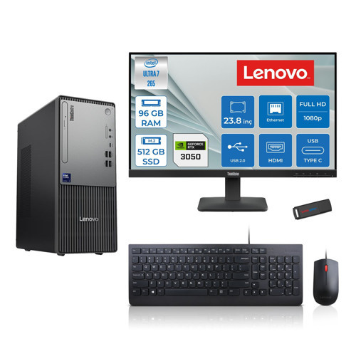 Thinkcentre Neo 50T Gen 6 Intel Core Ultra 7 265 Upto 5,3ghz 96GB Ddr5 512GB SSD 6GB/RTX3050 Freedos +23.8"fhd Mon. Masaüstü Bilgisayar 2413BD007WTR23F32+ZETTAUSBBELLEK