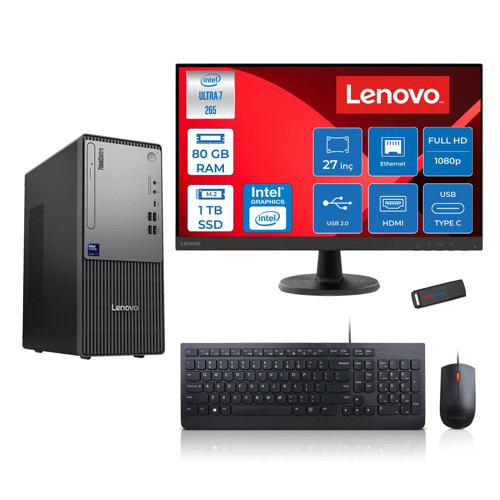 Thinkcentre Neo 50T Gen 6 Intel Core Ultra 7 265 Upto 5,3ghz 80GB Ddr5 1tb SSD Intel® UHD Graphics 770 Freedos +27"fhd Mon. Masaüstü Bilgisayar 2713BD007WTRF28+ZETTAUSBBELLEK