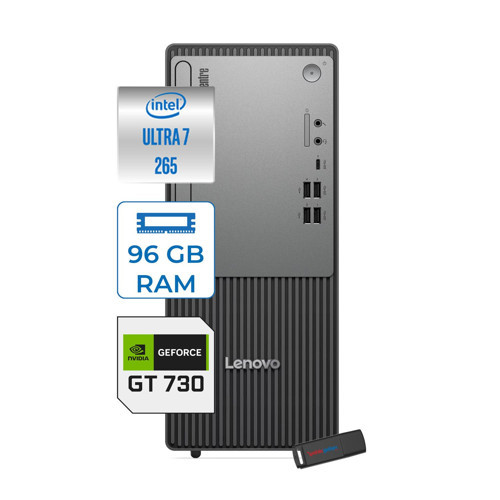 Thinkcentre Neo 50T Gen 6 Intel Core Ultra 7 265 Upto 5,3ghz 96GB Ddr5 2tb SSD 4GB/GT730 WIN11HOME Mini Tower Masaüstü Bilgisayar 13BD007WTR25H34+ZETTAUSBBELLEK