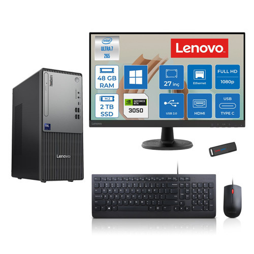 Thinkcentre Neo 50T Gen 6 Intel Core Ultra 7 265 Upto 5,3ghz 48GB Ddr5 2tb SSD 6GB/RTX3050 WIN11HOME +27"fhd Mon. Masaüstü Bilgisayar 2713BD007WTR23H19+ZETTAUSBBELLEK