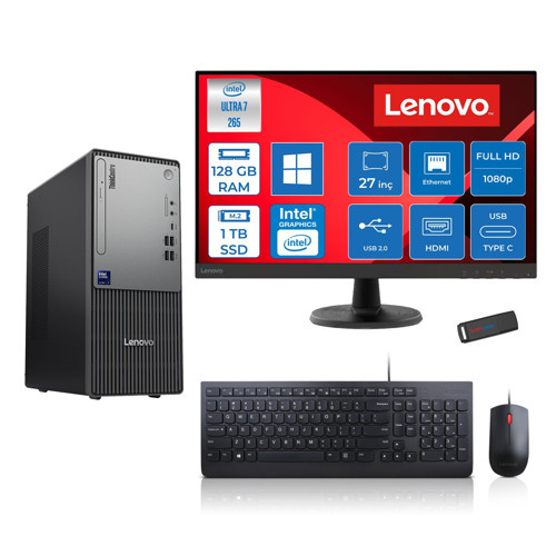 Thinkcentre Neo 50T Gen 6 Intel Core Ultra 7 265 Upto 5,3ghz 128GB Ddr5 1tb SSD Intel® UHD Graphics 770 WIN11HOME +27"fhd Mon. Masaüstü Bilgisayar 2713BD007WTRH38+ZETTAUSBBELLEK