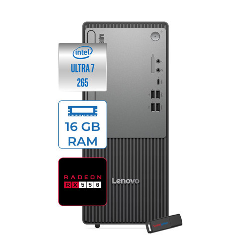 Thinkcentre Neo 50T Gen 6 Intel Core Ultra 7 265 Upto 5,3ghz 16GB Ddr5 4tb SSD 4GB/RX550 WIN11PRO Mini Tower Masaüstü Bilgisayar 13BD007WTR27P05+ZETTAUSBBELLEK