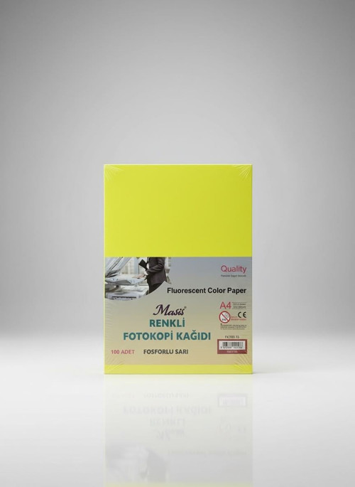 Masis A4 Renkli Fotokopi Kağıdı 100 lü Fosforlu Sarı 2