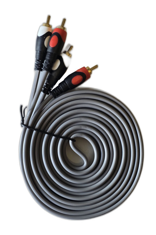 2 RCA 2 RCA Stereo Ses Kablosu 3m Amfi TV Hoparlör Ses Sistemi Bağlantı Kablosu Gri