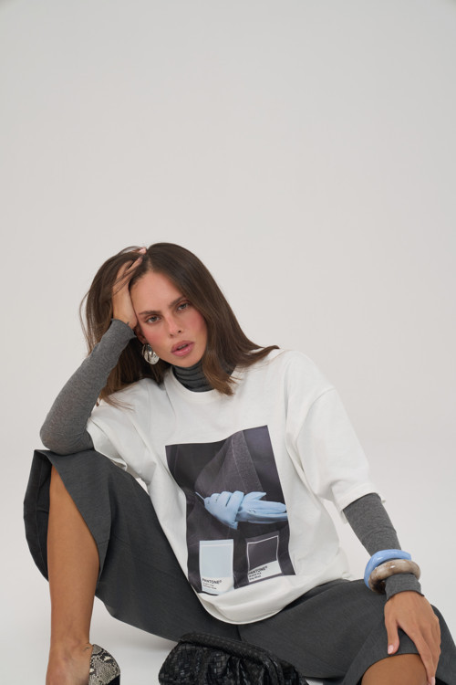 Gray Whale Oversize Beyaz T-Shirt