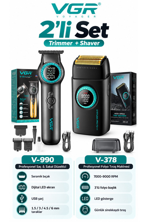 Tıraş Makinesi - Sakal Kısaltma ve Sinekkaydı - V-990 & V-378