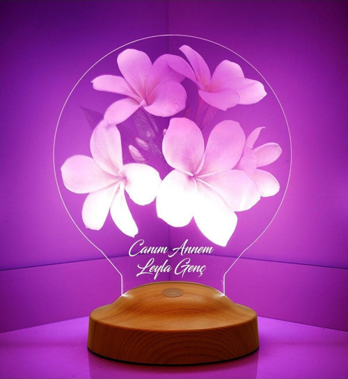 Anneye Çiçek Hediyesi, Anneler Günü Hediyesi, Canım Annem Plumeria Çiçeği Hediyesi Led Lamba