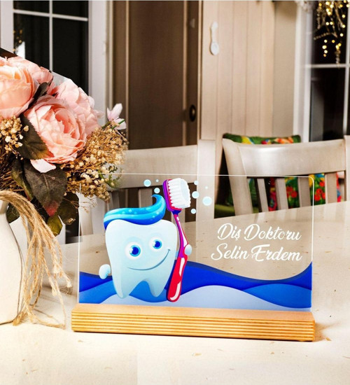 Diş Doktoruna Hediye Çerçeve, Diş Doktoru Temalı Hediye, Dentist Hediyesi Masa İsimliği
