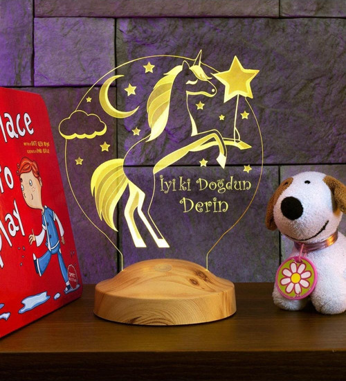 Unicorn Gece Lambası Tek Boynuzlu At Çocuk Odası Hediyesi Led Lamba, Unicorn Doğum Günü Hediyesi