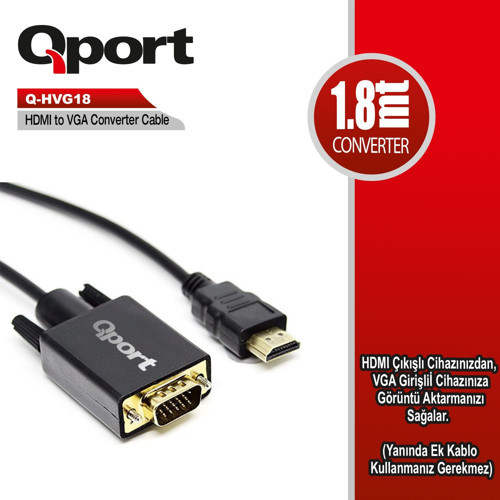Q-HVG18 HDMI=>VGA 1,8m ÇEVİRİCİ KABLO