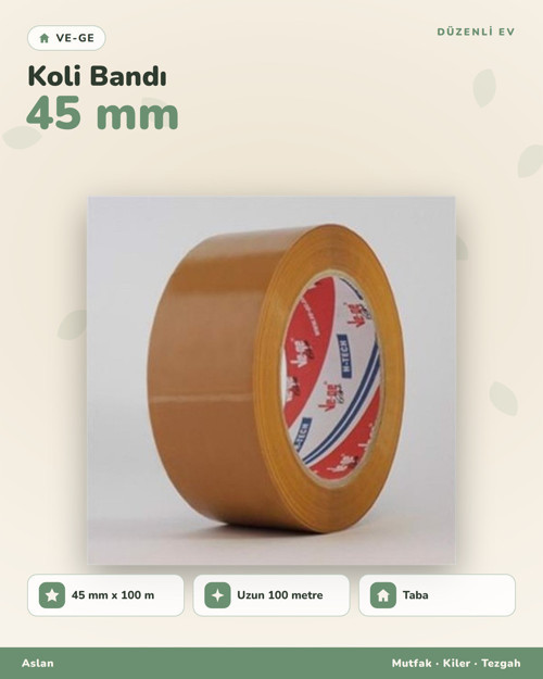 (2 ADET) Vege Aslan Taba Koli Bandı 45 mm x 100 m