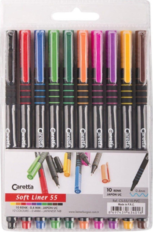 Softliner Keçeli Kalem 0.4 MM Karışık Renk 10 Lu Paket