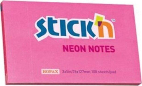 Hopax Stickn 100 Yaprak Yapışkanlı Not Kağıdı 76 x 127 mm Neon Pembe