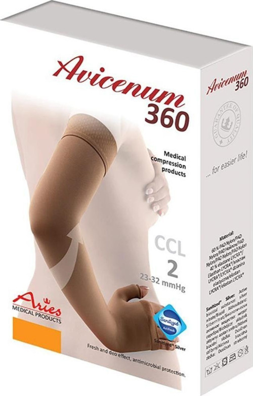 CCL2 LYMPHO 360 CG Eldiven Kenarlı Kol Kılıfı , ( M - Beden ) Ten Rengi