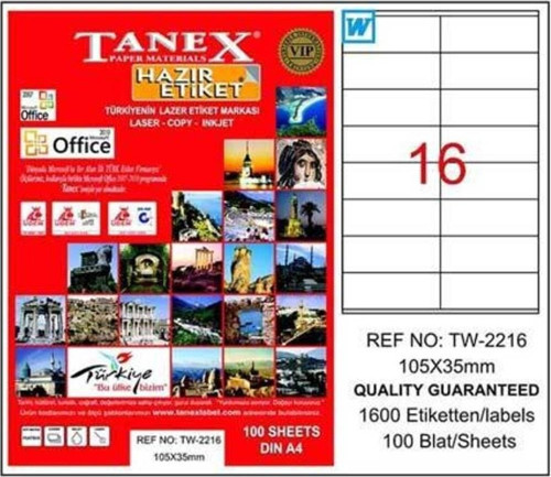 Lazer Etiket 100 Yaprak 105x35 Mm Lazer Yazıcı Etiketi