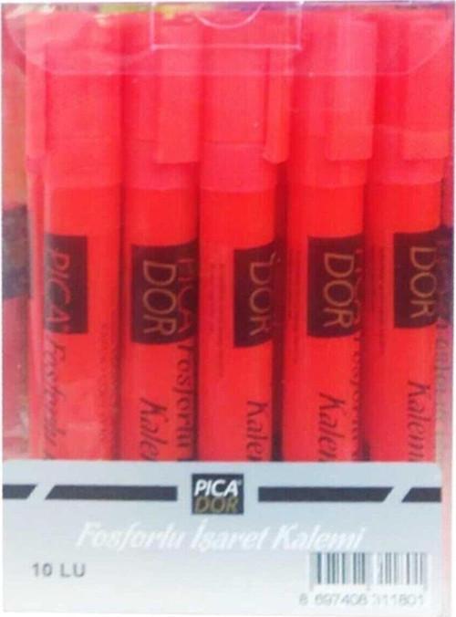 Fosforlu Kalem Kırmızı (10 Lu Paket)