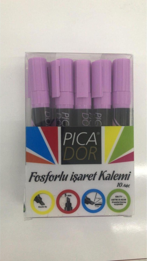 Fosforlu Kalem Pastel Mor (10 Lu Paket)
