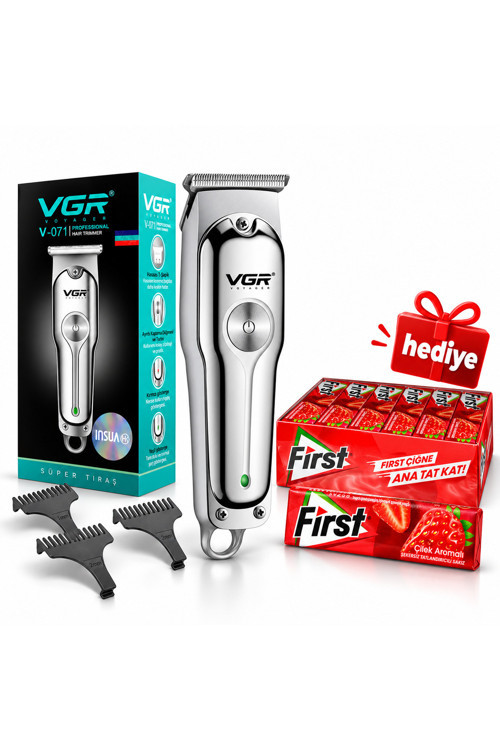 Şarjlı Tıraş Makinesi | V-071 - Turbo T Bıçak + First Çilek Sakız 24'lü Hediye
