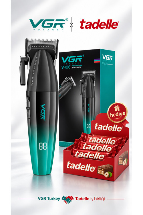 Şarjlı Tıraş Makinesi | V-003 - 9000 RPM Smart Clip & 20'li Tadelle Hediyeli