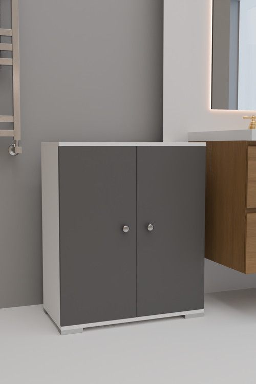 4 Bölmeli Banyo Dolabı Banyo Rafı Çok Amaçlı Dolap-ANTRASİT