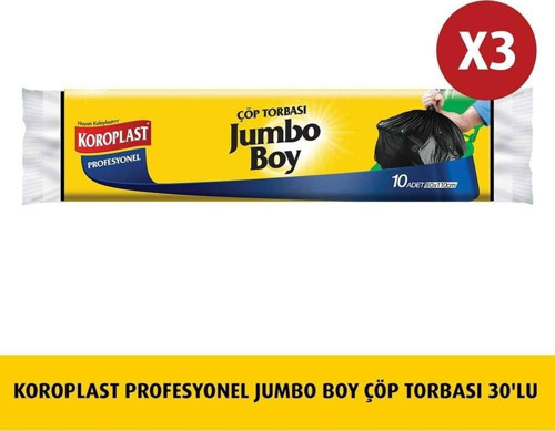 Profesyonel Jumbo Boy Çöp Torbası 10'lu X 3 Adet