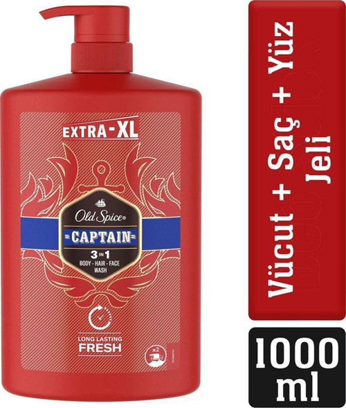 Captain Erkekler İçin Duş Jeli Ve Şampuan 1000 Ml Ekstra-xl