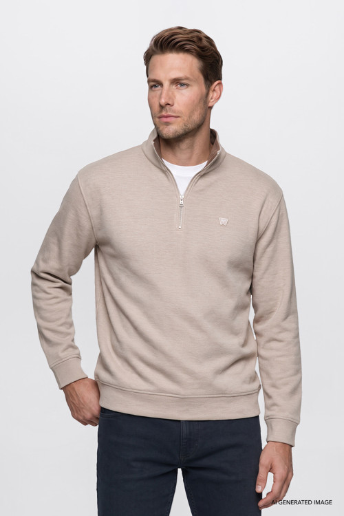 Pamuklu Selanik Regular Fit Fermuarlı Erkek Sweatshirt W2620081500