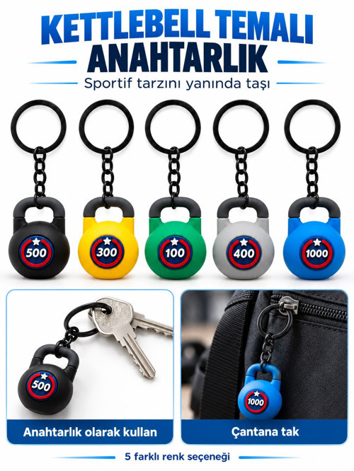 Kettlebell Temalı Spor Anahtarlık Fitness Tasarımlı Çanta Aksesuarı A38