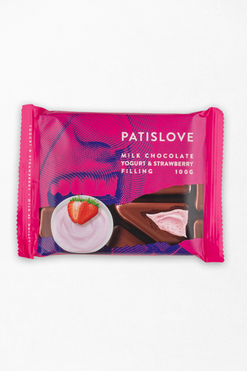 Patislove Çilekli Yoğurt Dolgulu Sütlü Çikolata, 100G