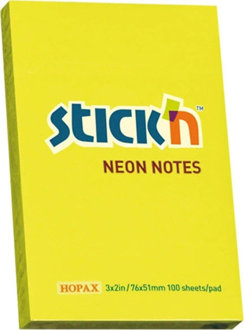 Stıckn Yapışkanlı Not Kağıdı 100 Yaprak 76x51 MM Fosforlu Sarı (12 Li Paket)