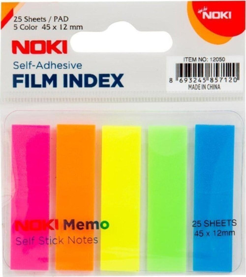 Memo Film Index Yapışkanlı 5 Renkli Ayraç 45x12 mm 12050 (48 Paket)