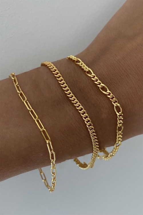 Kadın Gold 3Lü Zincir Set Bileklik