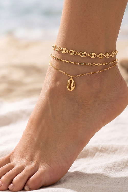 Kadın Gold 3Lü Halhal Set