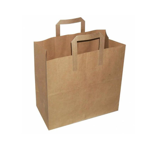 Flat Kraft Kağıt Çanta Karton Hediyelik Poşet Torba - 26x15x28 Cm. - 100 Adet