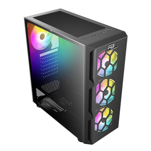 VK-D501M 650w 80+ USB 3.0 ATX Mesh Single Ring Rainbow fan siyah Kasa